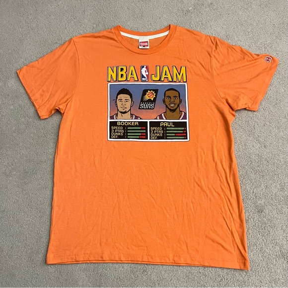 Devin Booker & Chris Paul Phoenix Suns Homage NBA Jam Tri-Blend T-Shirt Orange - Picture 2 of 7